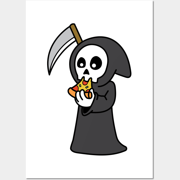 Grim Reaper Eating Pizza Wall Art by rudypagnel